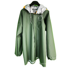 Korea Style Green Long Polyester Waterproof Durable Adults Raincoat